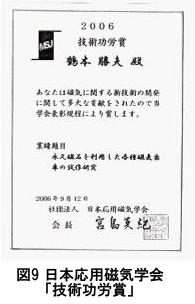 図9　日本応用磁気学会「技術功労賞」